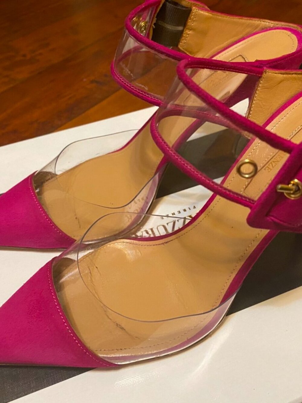 Aquazzura Magenta Optic Mules/Slides - Picture 2 of 5
